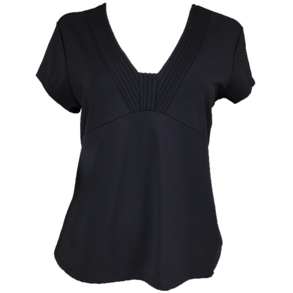 Talbots - Career Short Sleeve Black Blouse (379)